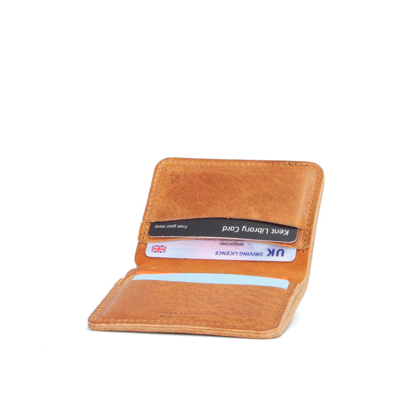 Missouri Black Leather Card Holder | Handmade Leather Slim Wallet Tan / No Thanks