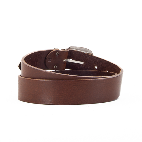 Brown 1 1/2" 3 Part Buckle Leather Belt