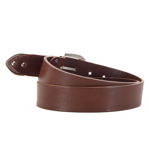 Brown 1 1/2" 3 Part Buckle Leather Belt