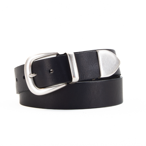 Black 1 1/2" 3 Part Buckle Leather Belt