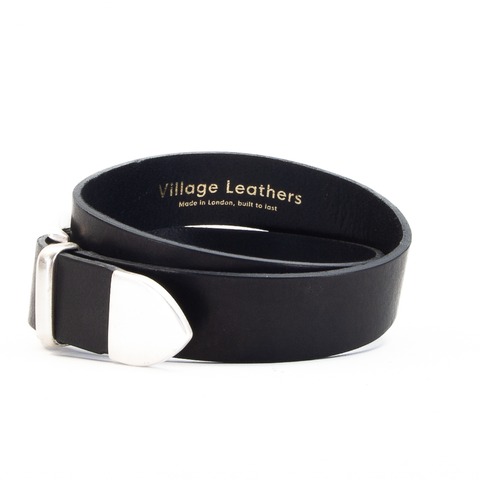 Black 1 1/2" 3 Part Buckle Leather Belt