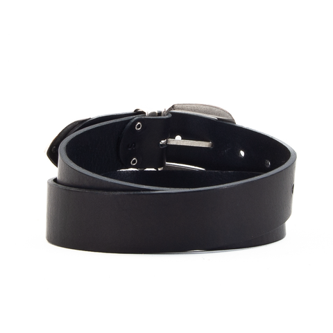 Black 1 1/2" 3 Part Buckle Leather Belt