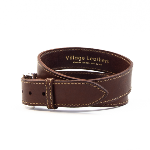 Brown and Fawn 1 1/2" Stitched Leather Belt