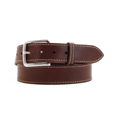 Brown and Fawn 1 1/2" Stitched Leather Belt