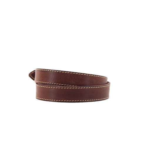 Brown and Fawn 1 1/8" Stitched Leather Belt