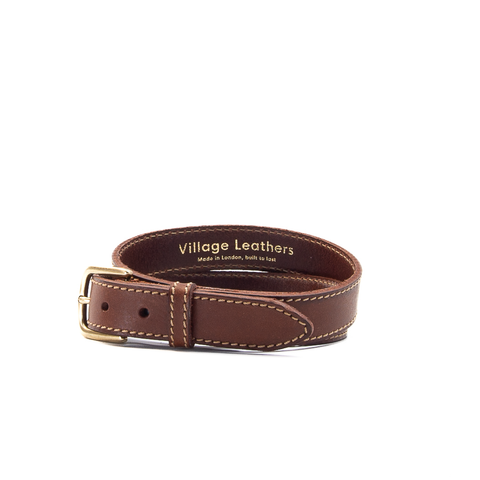 Brown and Fawn 1 1/8" Stitched Leather Belt