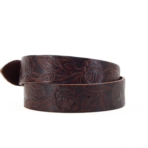 Rose & Leaf Tooled 1 1/2" Brown Classic Belt