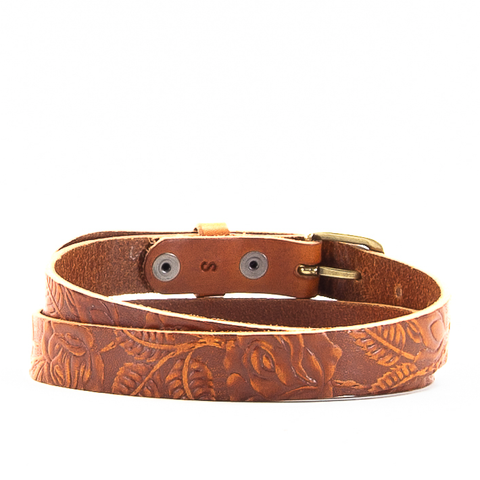 1" Tooled Classic Tan Leather Belt