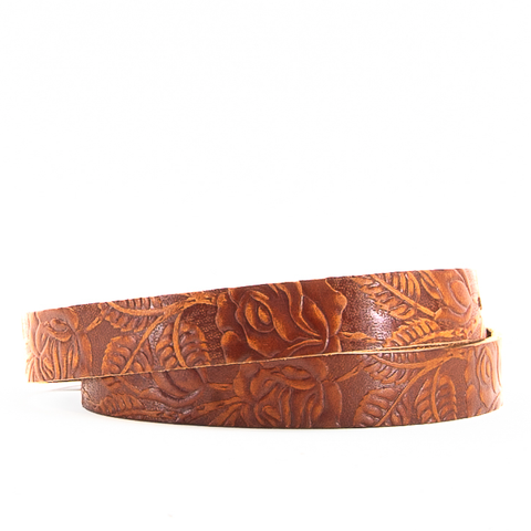 1" Tooled Classic Tan Leather Belt