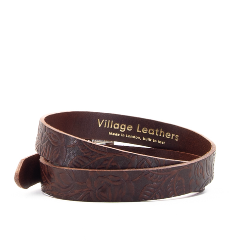 1" Tooled Classic Brown Leather Belt