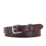1" Tooled Classic Brown Leather Belt