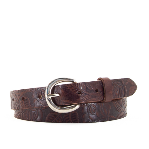 1" Tooled Classic Brown Leather Belt