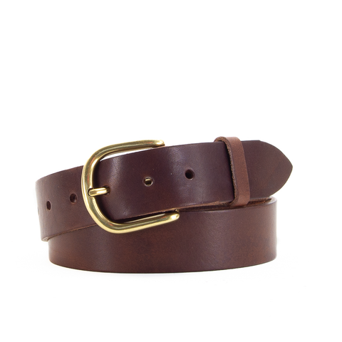 1 1/2" Classic Brown Leather Belt