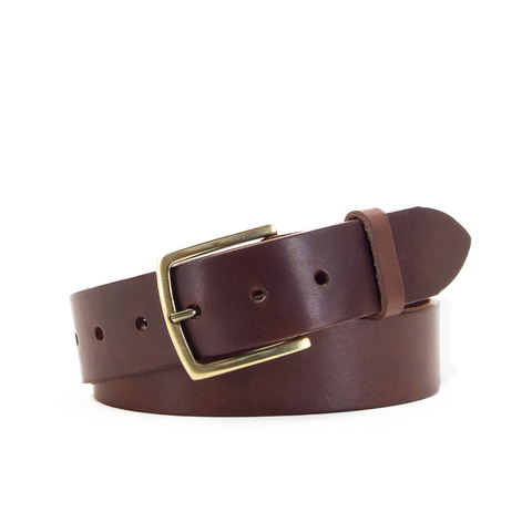 1 1/2" Classic Brown Leather Belt