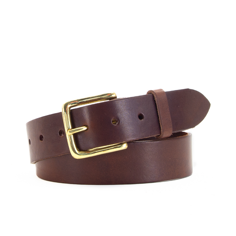 1 1/2" Classic Brown Leather Belt