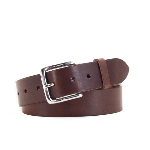 1 1/2" Classic Brown Leather Belt