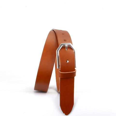 Art Deco 1 1/8" Tan Leather Belt