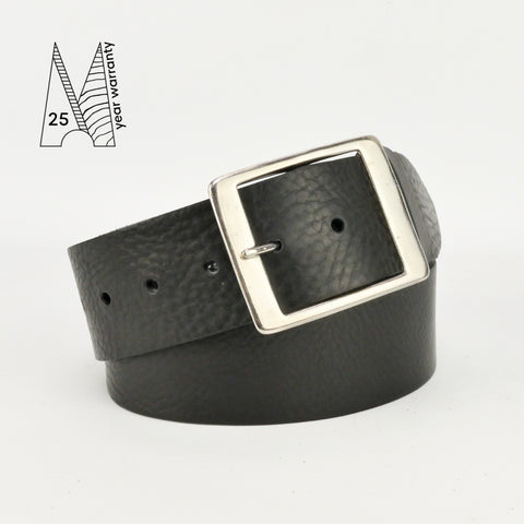 2" Classic Black Leather Belt