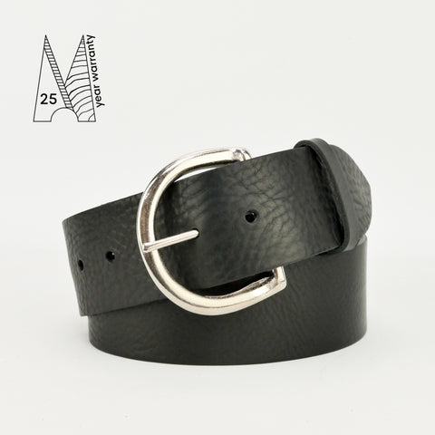 2" Classic Black Leather Belt