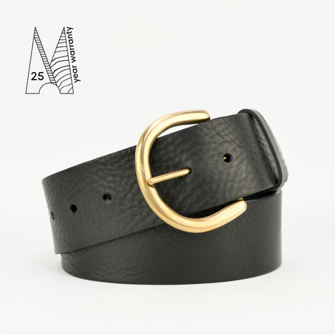 2" Classic Black Leather Belt