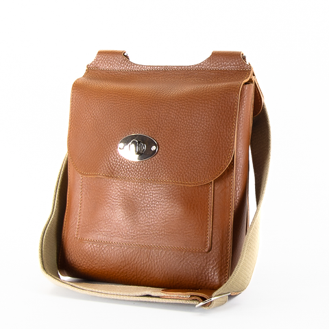 Tan Leather Turnlock Shoulder Bag