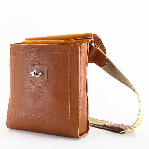 Tan Leather Turnlock Shoulder Bag