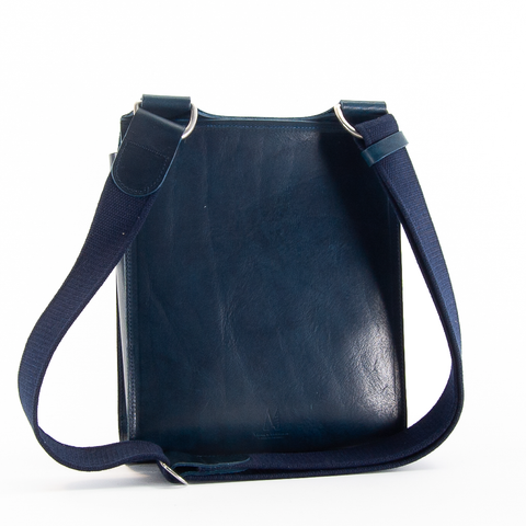 Navy Leather Turnlock Shoulder Bag