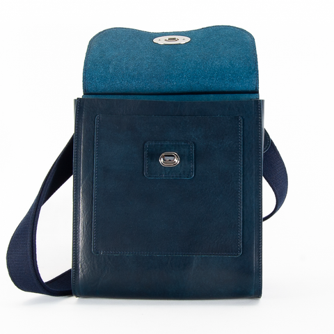 Navy Leather Turnlock Shoulder Bag