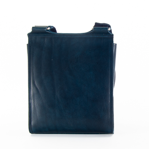 Navy Leather Turnlock Shoulder Bag