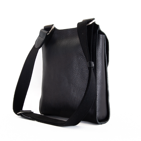 Black Leather Turnlock Shoulder Bag