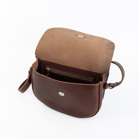 Mini-Belle Brown Leather Crossbody Bag