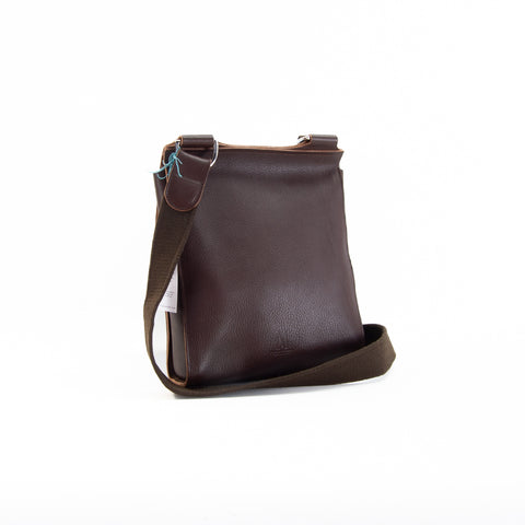 Brown Leather Turnlock Shoulder Bag