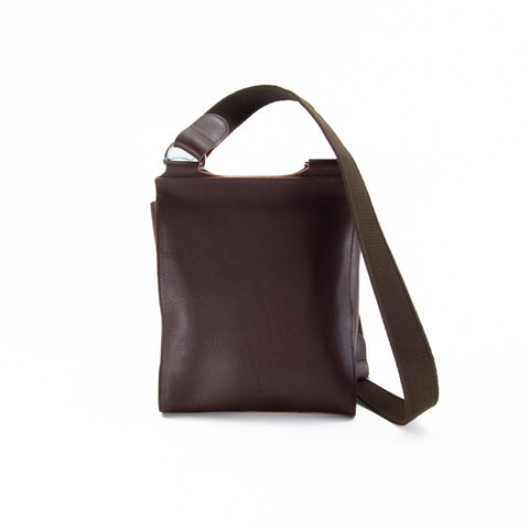 Brown Leather Turnlock Shoulder Bag