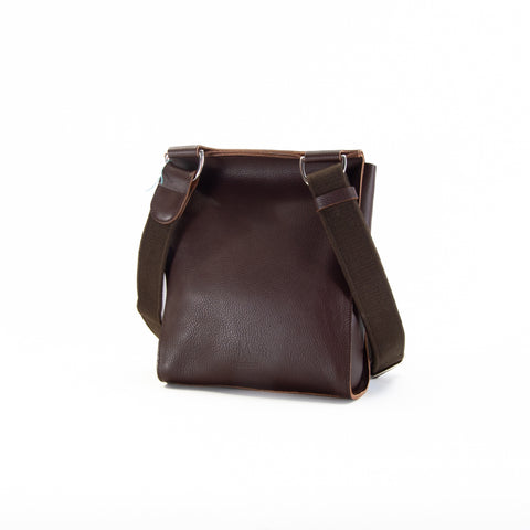 Brown Leather Turnlock Shoulder Bag