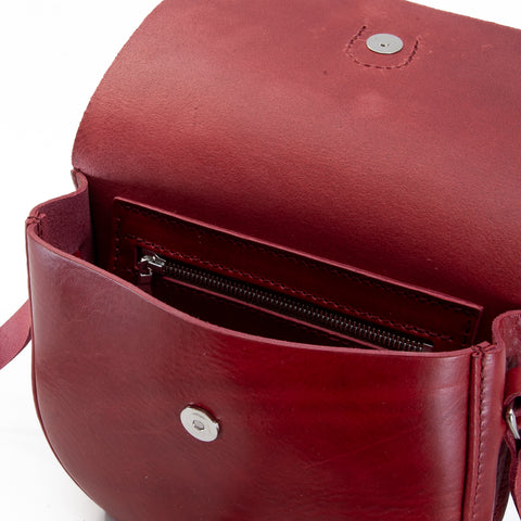 Mini-Belle Burgundy Leather Crossbody Bag