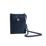 Flat Navy Leather Turnlock Bag