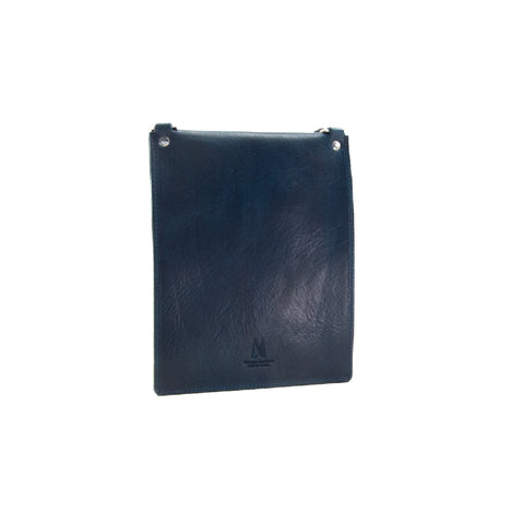 Flat Navy Leather Turnlock Bag