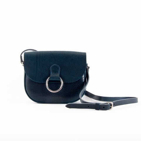 Mini-Belle Navy Leather Crossbody Bag