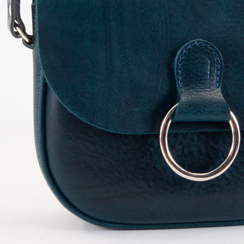 Mini-Belle Navy Leather Crossbody Bag