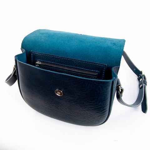 Mini-Belle Navy Leather Crossbody Bag