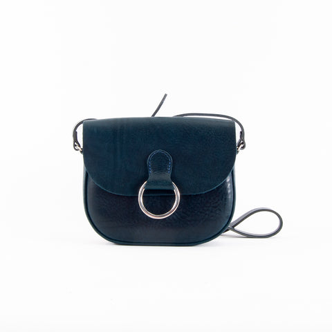 Mini-Belle Navy Leather Crossbody Bag