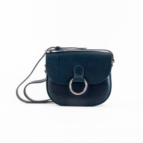 Mini-Belle Navy Leather Crossbody Bag