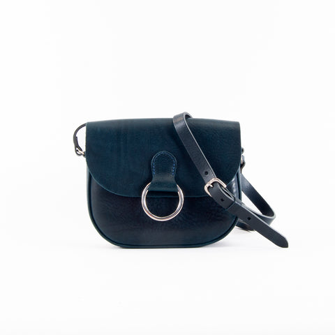 Mini-Belle Navy Leather Crossbody Bag