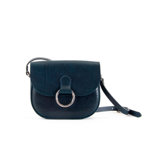 Mini-Belle Navy Leather Crossbody Bag