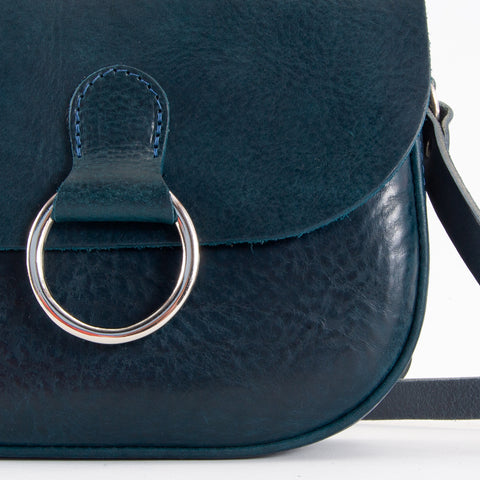 Mini-Belle Navy Leather Crossbody Bag