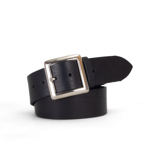 2" Classic Black Leather Belt