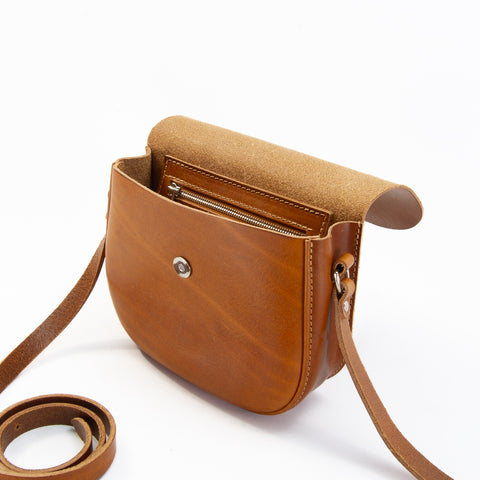 Mini-Belle Tan Leather Crossbody Bag