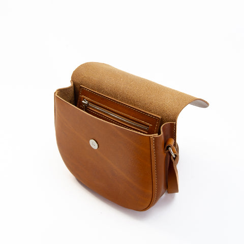 Mini-Belle Tan Leather Crossbody Bag