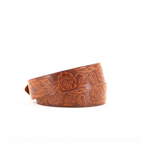 1 3/4" Tooled Classic Tan Leather Belt