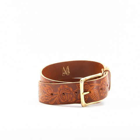 1 3/4" Tooled Classic Tan Leather Belt